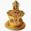 Betterminds Traditional Ganesha Kumkum Box, Sindoor dabbi with Flower Design, Gold Finish