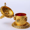 Betterminds Traditional Ganesha Kumkum Box, Sindoor dabbi with Flower Design, Gold Finish