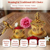 Betterminds Traditional Ganesha Kumkum Box, Sindoor dabbi with Flower Design, Gold Finish