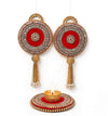 Betterminds Handmade Red Velvet Stone Home Decor,Wall Hanging with Tealight Candle Holder