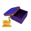 Betterminds Decorative Storage Box with Golden Duck Figurine, Brocade Fabric with Gold Border, Square Shape Korai box with Lid