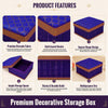 Betterminds Decorative Storage Box with Golden Duck Figurine, Brocade Fabric with Gold Border, Square Shape Korai box with Lid