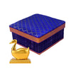 Betterminds Decorative Storage Box with Golden Duck Figurine, Brocade Fabric with Gold Border, Square Shape Korai box with Lid