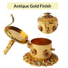 Betterminds Antique Gold Kumkum Box with Lakshmi Design, Gemstone Decorated, Traditional Temple Jewellery