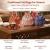 Betterminds Return gifts Women Potli Bags with Pearl Beading, Traditional Floral Design, Multicolour