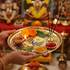 Betterminds Metal Return Gifts Women,Pooja thali, Aarti Plate for Pooja, Meenakari Stainless Steel Plate-11 inch