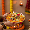 Betterminds Metal Return Gifts,Stainless Steel Meenakari Pooja Thali,Handmade Plate-7 * 7 Inch,Function Return Gift