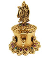 Betterminds Metal Kumkum Box For Return Gift, Traditional Design Radhakrishna Sindoor Dabbi,Multicolour