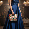Betterminds Womens purse, Bags for ladies, Bridal bags. Floral design with Gold handle