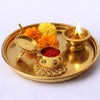 Betterminds Antique Gold Kumkum Box with Lakshmi Design, Gemstone Decorated, Traditional Temple Jewellery
